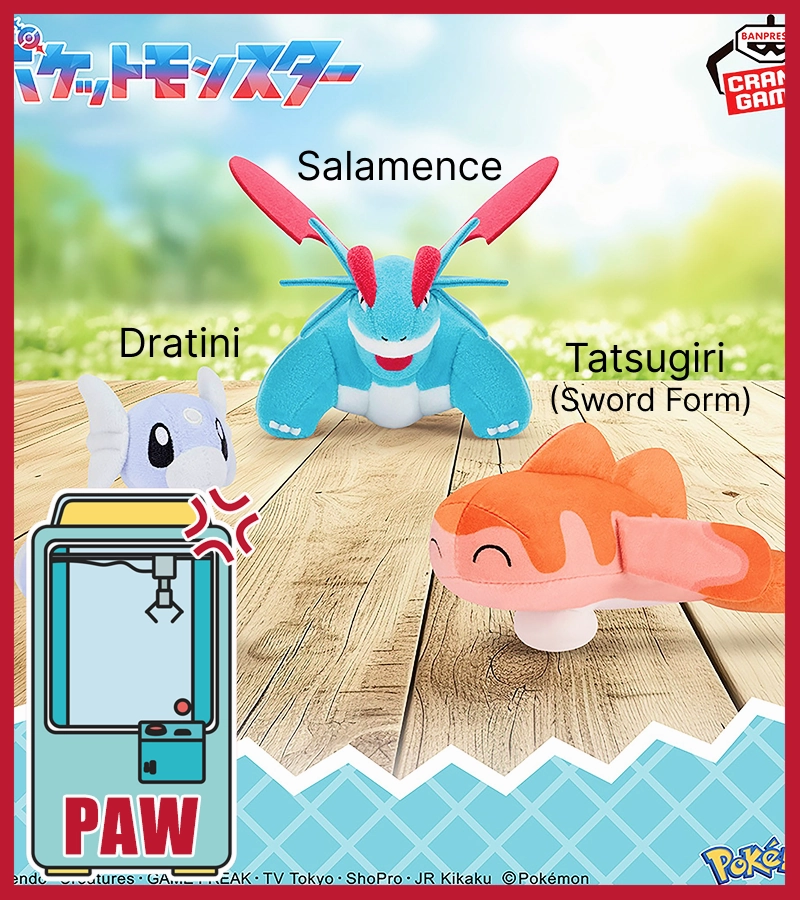 Fantasy Piece Resin Statue ???Paw Game - Pok??mon Plush Toys - Dratini, Salamence, and Tatsugiri (Sword Form)