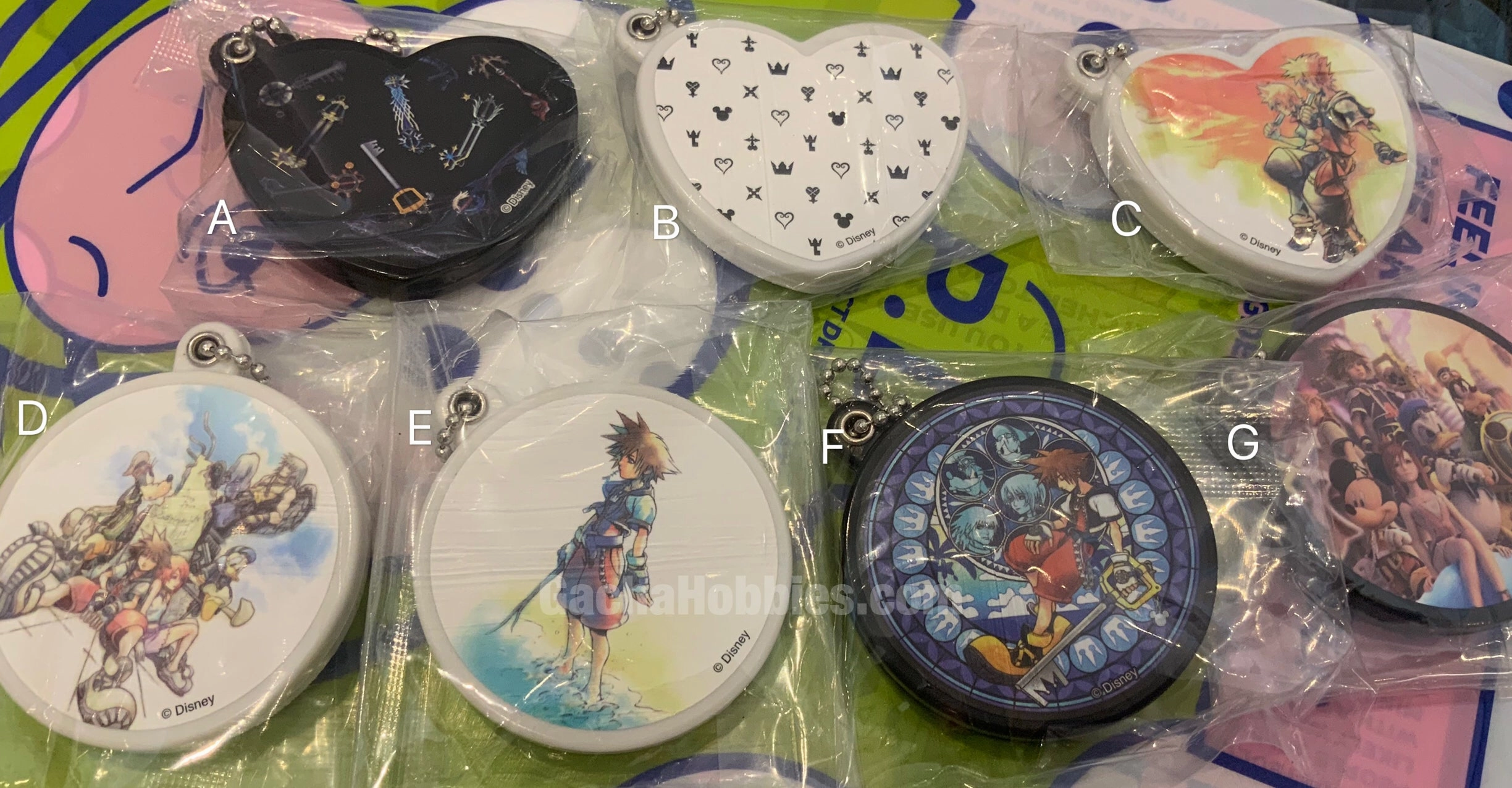Disney Kingdom Hearts Mirror Keychain 7 Pieces Set (In-stock) Educational Display Missing Piece