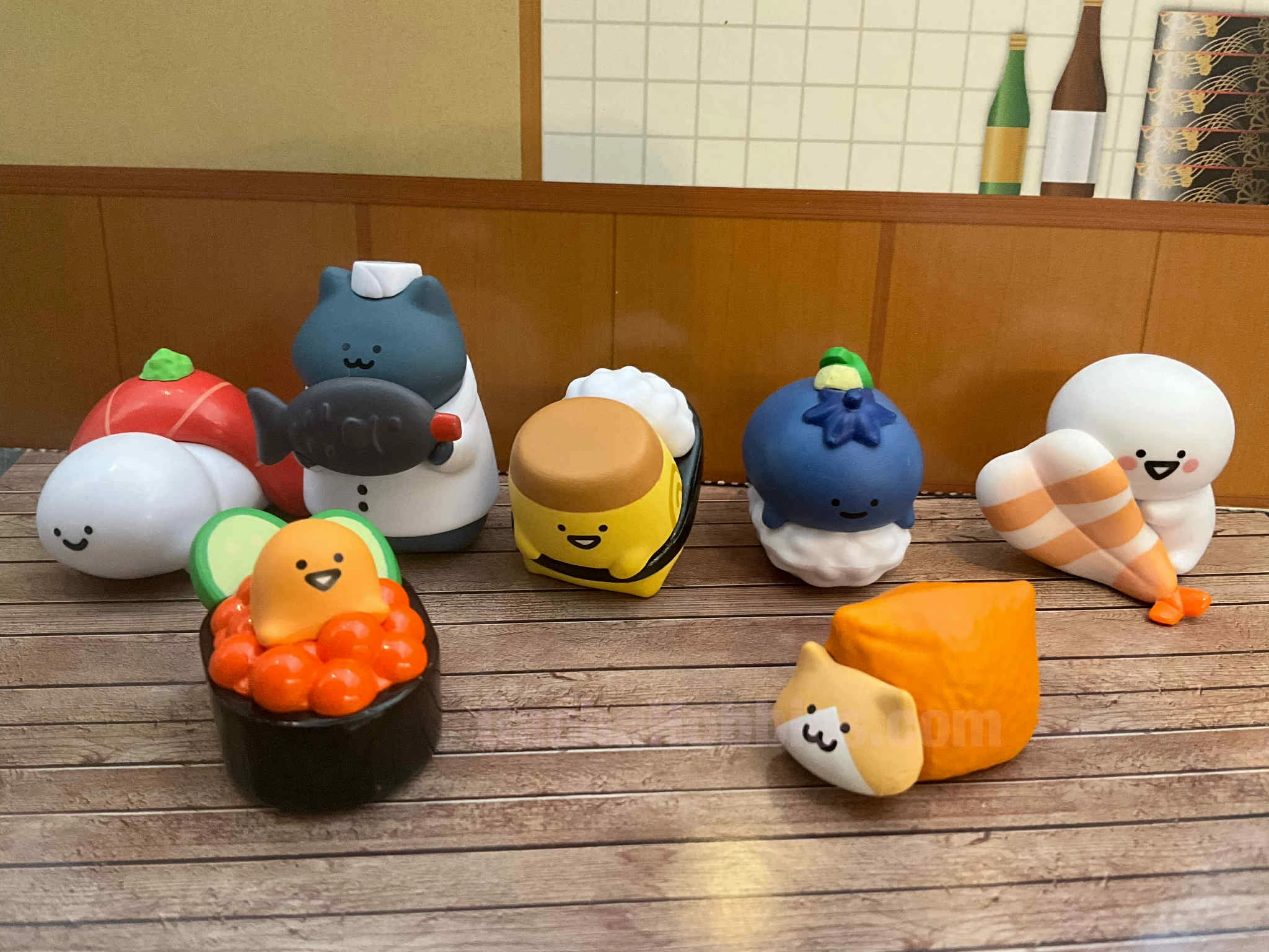 Obungu to Issho Characters Sushi Restaurant Small Figure 7 Pieces Set (In-stock) Seasonal Favorite Multi Pose