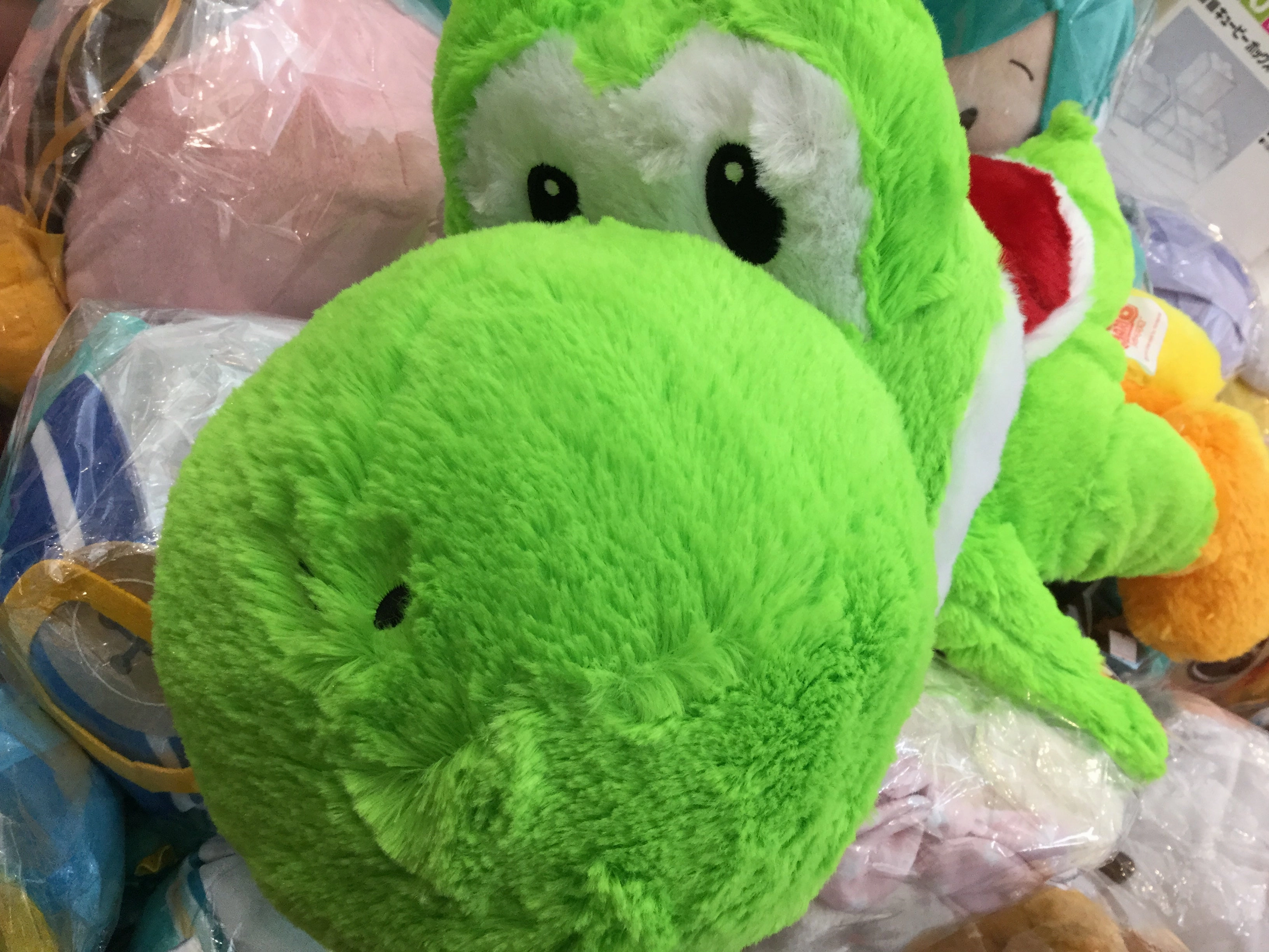 Super Mario Bros Green Yoshi Resting Long Fur Medium Plush (In-stock) Tiny Parcel