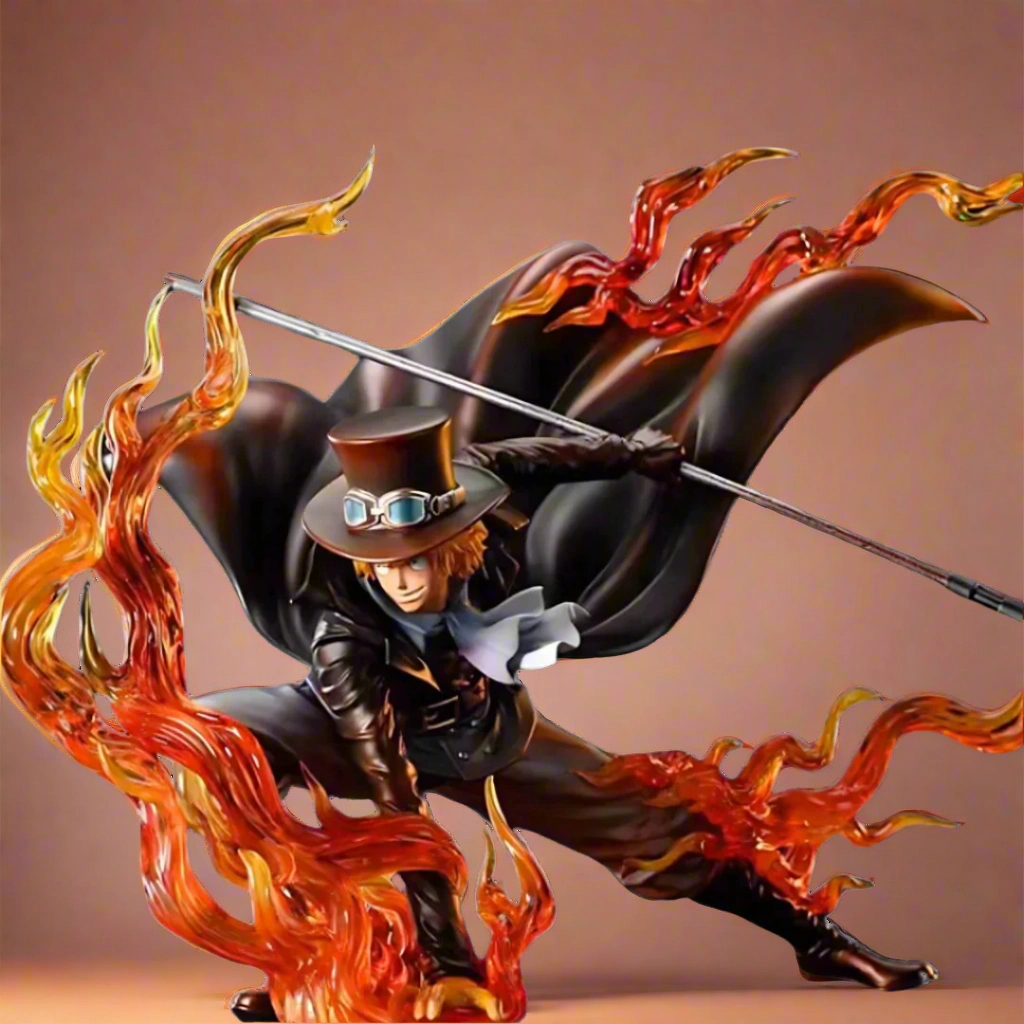 Chibi Model Statue One Piece Anime Figure Flame Fist Sabo 22cm (9") PVC Statue YouTube Background