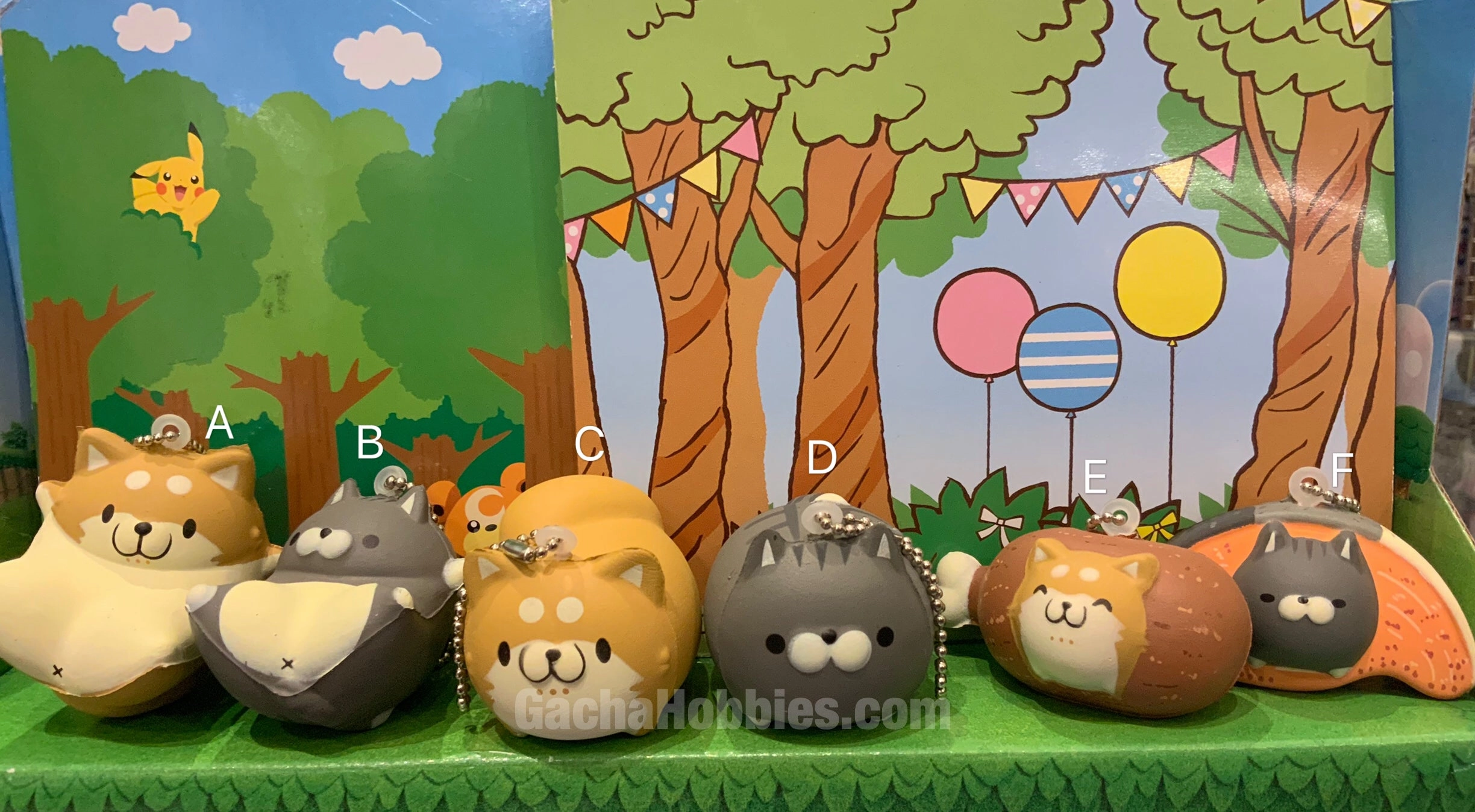 Fantasy Goods Vinyl Model Chubby Cat Chubby Shiba Extreme Quick Rising Squishy Keychain 6 Pieces Set (In-stock)