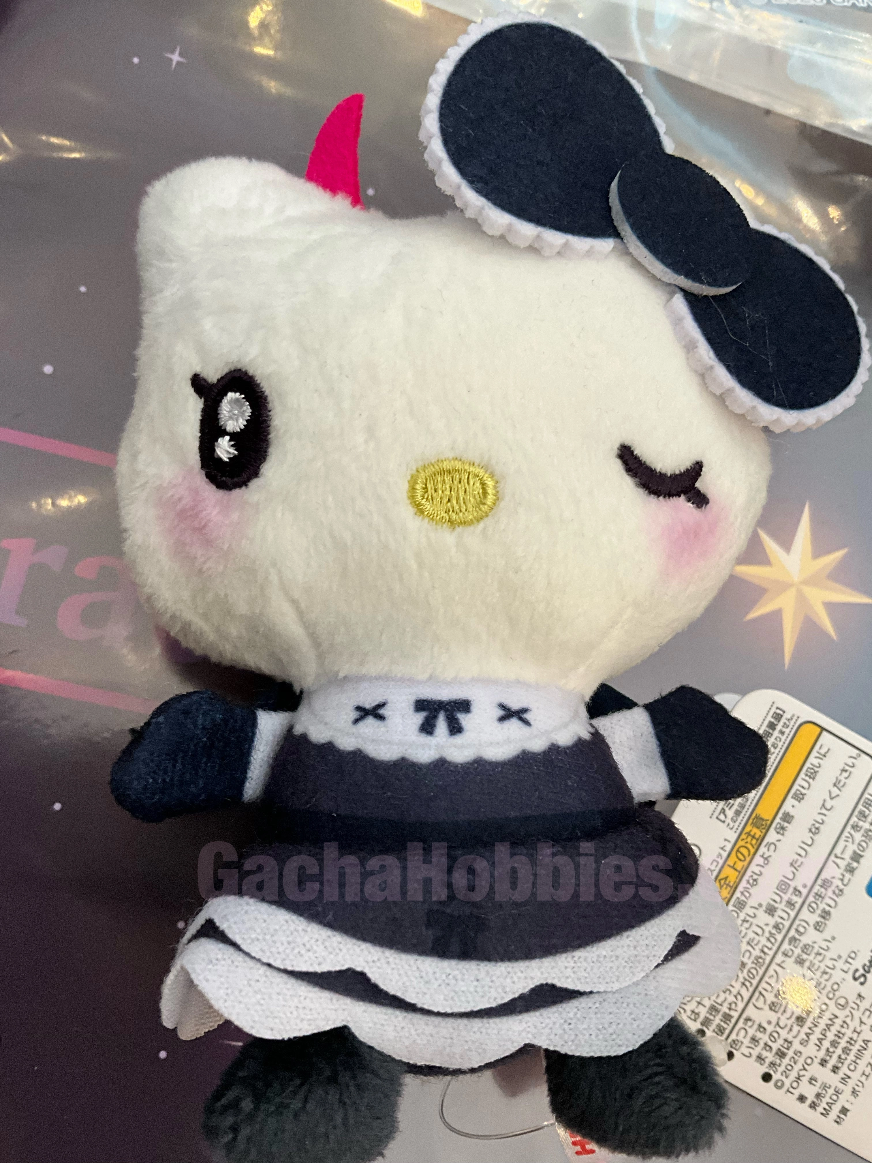 Sanrio Gothic Devil Hello Kitty Small Plush Keychain (In-stock) Figurine Worker Beta Version