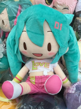 Mini Device Little Pouch Fuwapuchi Hatsune Miku Cat Eyes Winking Sporty Live Audience Medium Plush (In-stock)