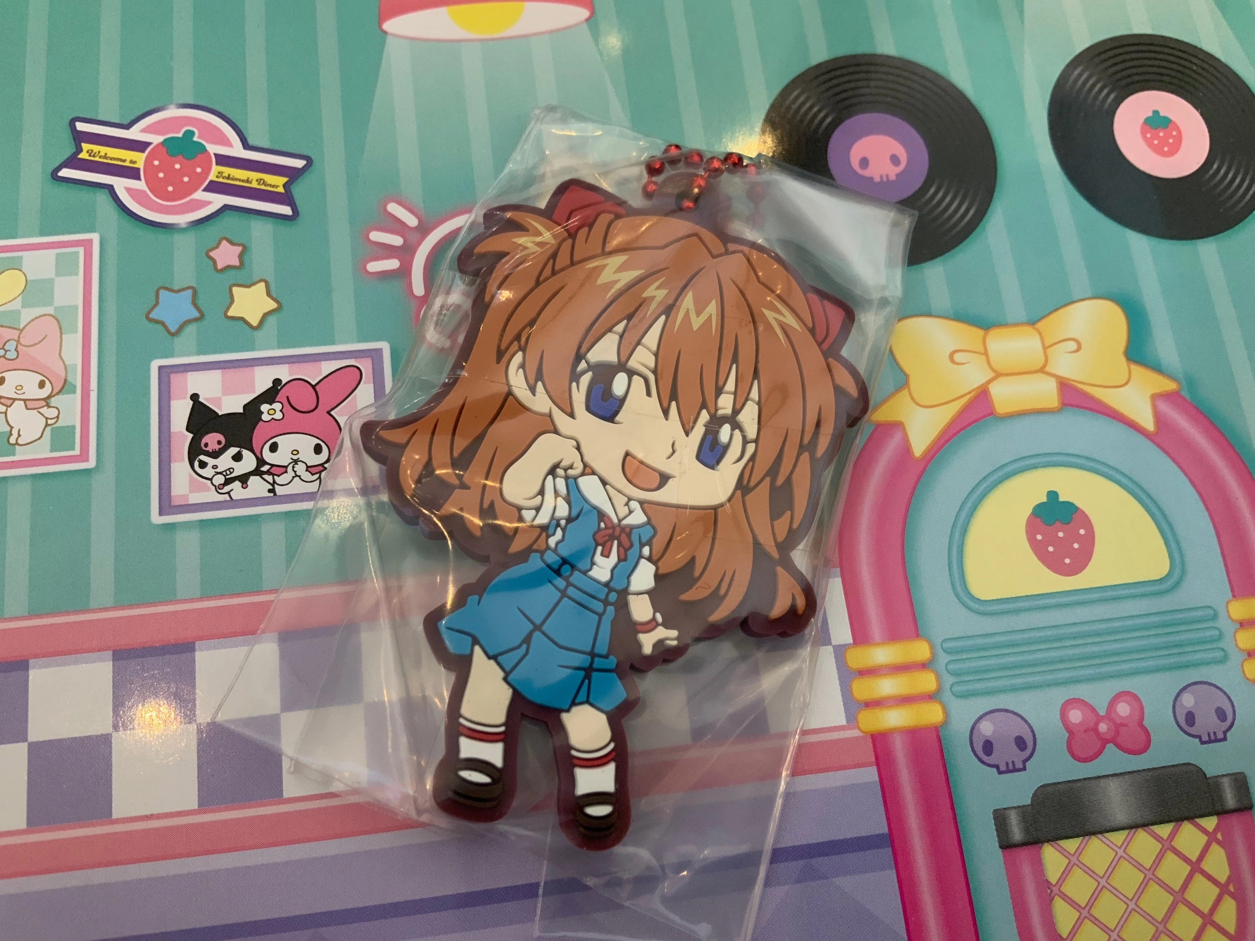 Evangelion Character Chibi Rubber Keychain 4 Pieces Set (In-stock) Designer Display