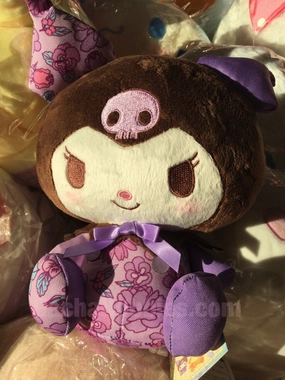 Durable Construction FuRyu Sanrio Character Kuromi Flower Pattern Small Plush (In-stock)