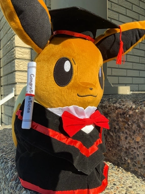 Graduation Pokemon Eevee Medium Plush PVC Art