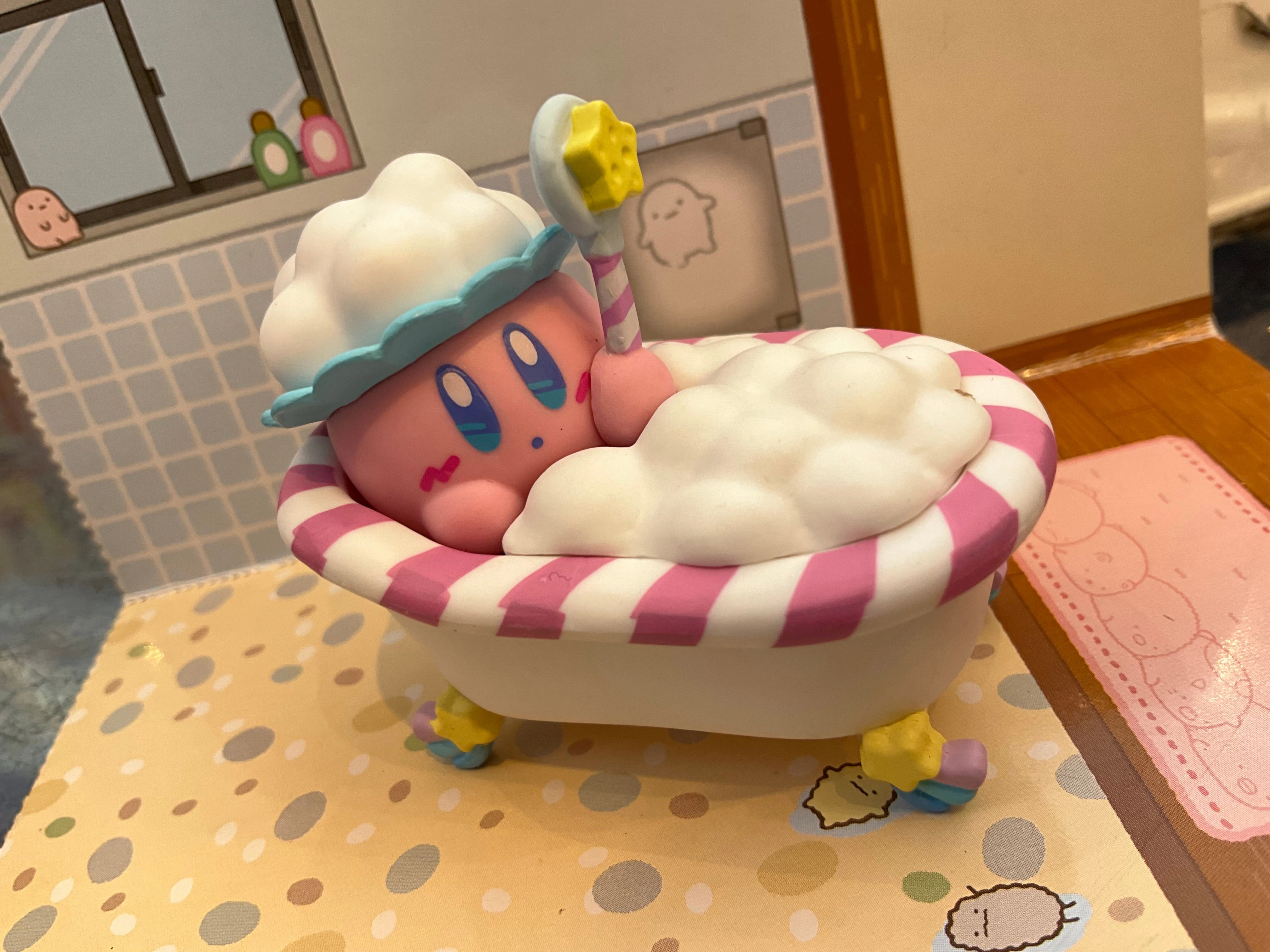 Chibi Showcase Luxury Collectible Hoshi no Kirby Sweet Dreams Shower Time Small Figure 4 Pieces Set (In-stock)