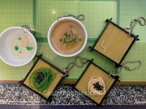 Themed Background Miniature Article Japanese Soba Figure Keychain 5 Pieces Set (In-stock)