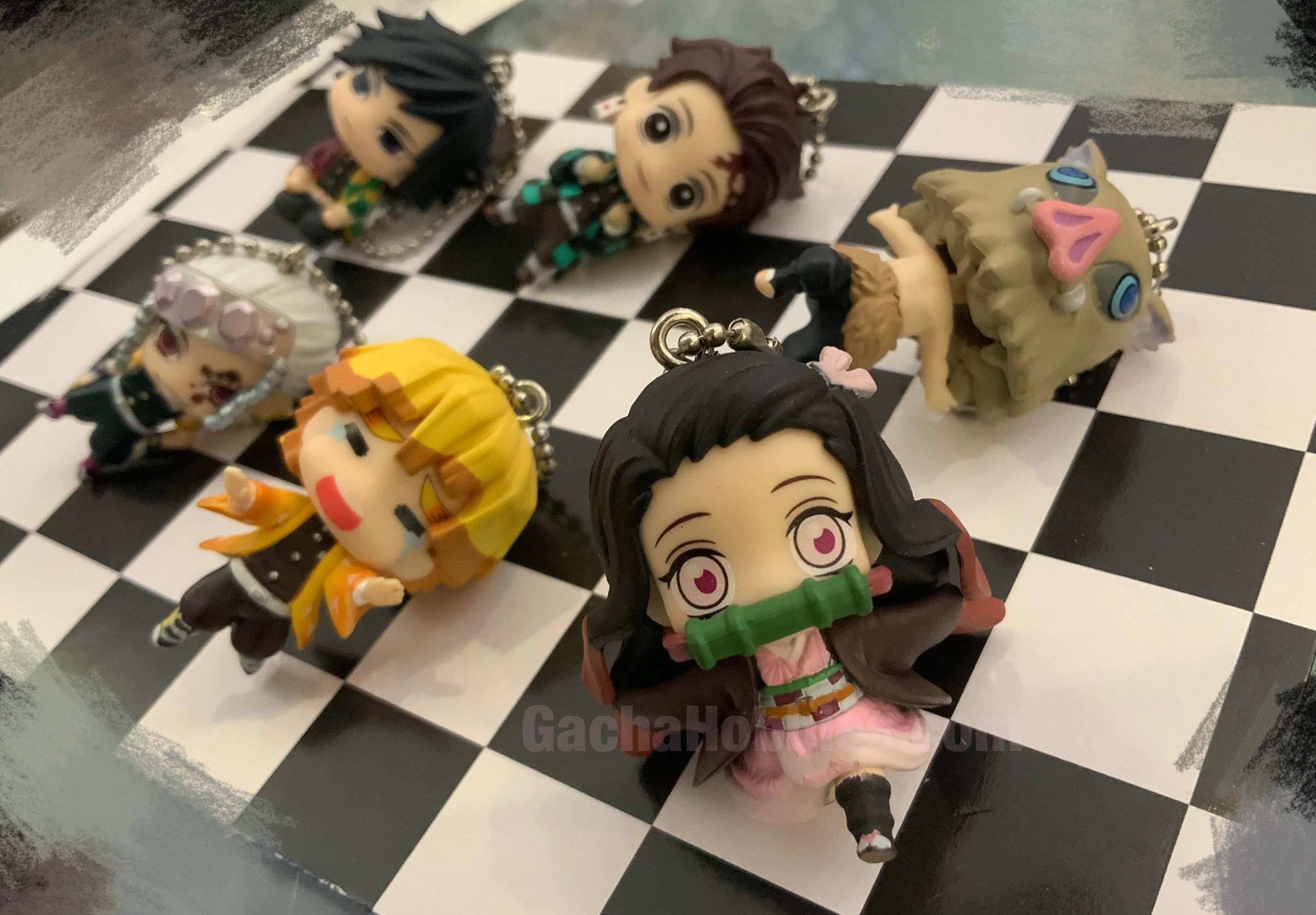 Kimetsu no Yaiba Demon Slayer Character Swing Head Figure Keychain 6 Pieces Set (In-stock) Art Object