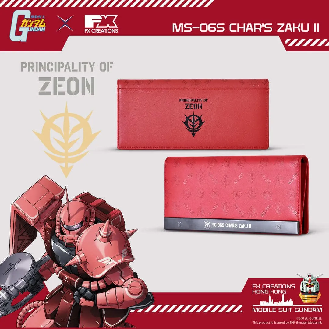 Lasting Value Amateur Hobby Mobile Suit Gundam MS-06S Char Aznable's Zaku II Leather Bi-Fold Long Wallet
