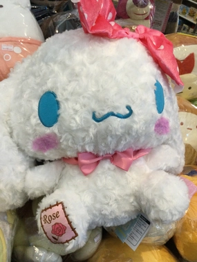 Sanrio Cinnamoroll Rose Pattern Pink Ribbon Medium Plush (In-stock) Diligent Craftsperson