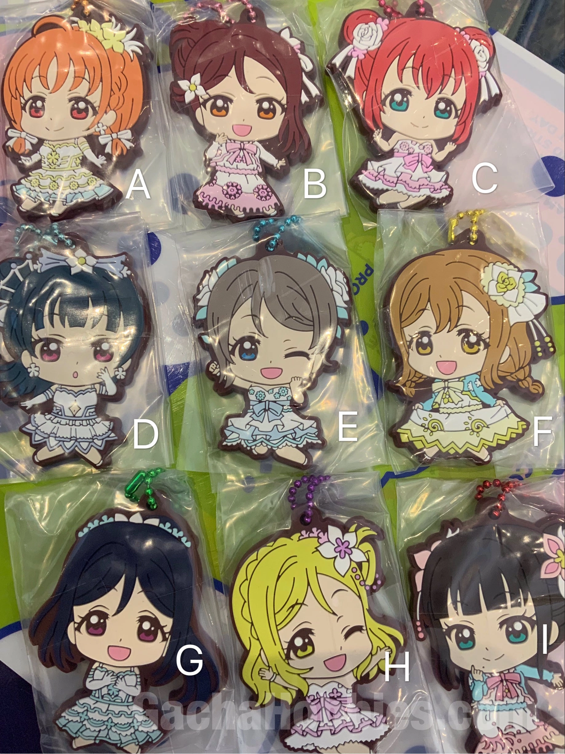 Miniature Creation Love Live Sunshine Thank You Friends Outfit Flat Rubber Keychain 9 Pieces Set (In-stock)