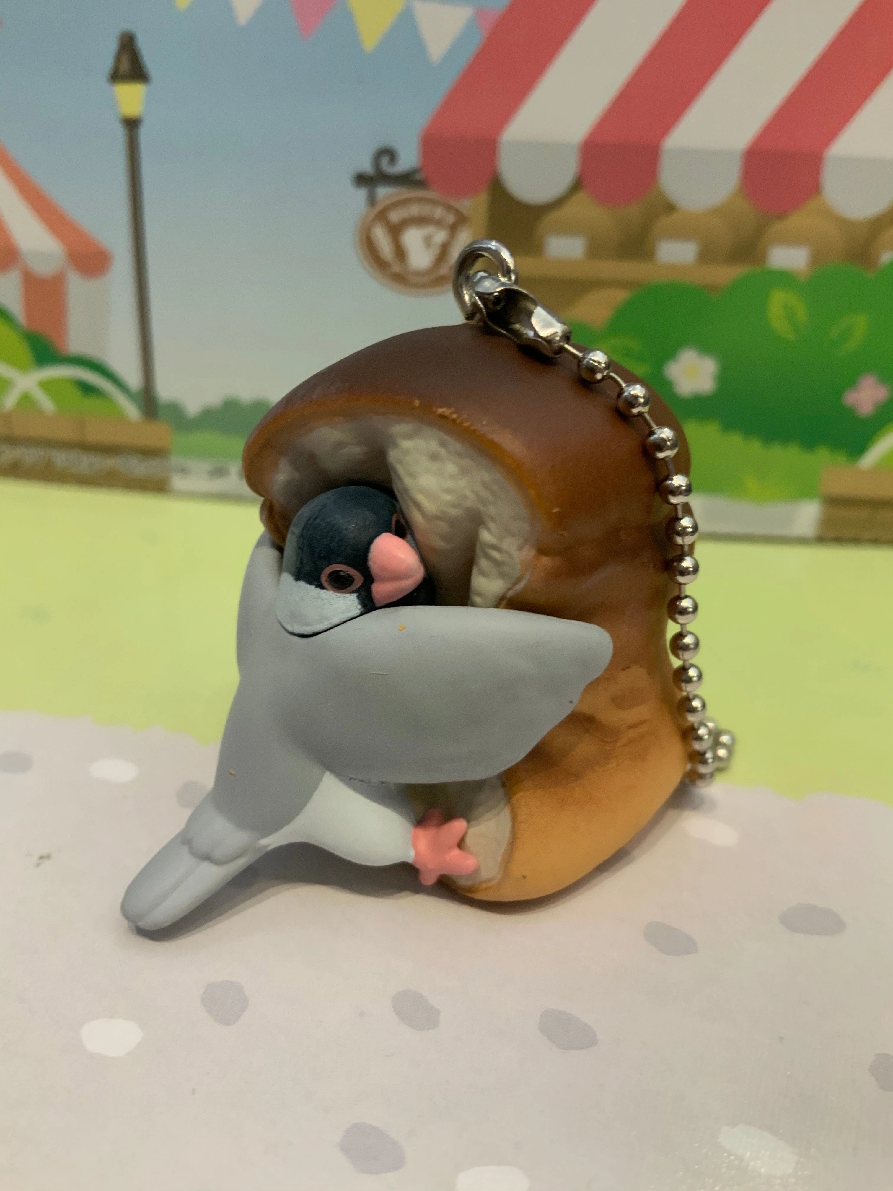 Mountain Animal Appreciating Asset Lovely Bird Hugs Bread Figure Keychain 6 Pieces Set (In-stock)