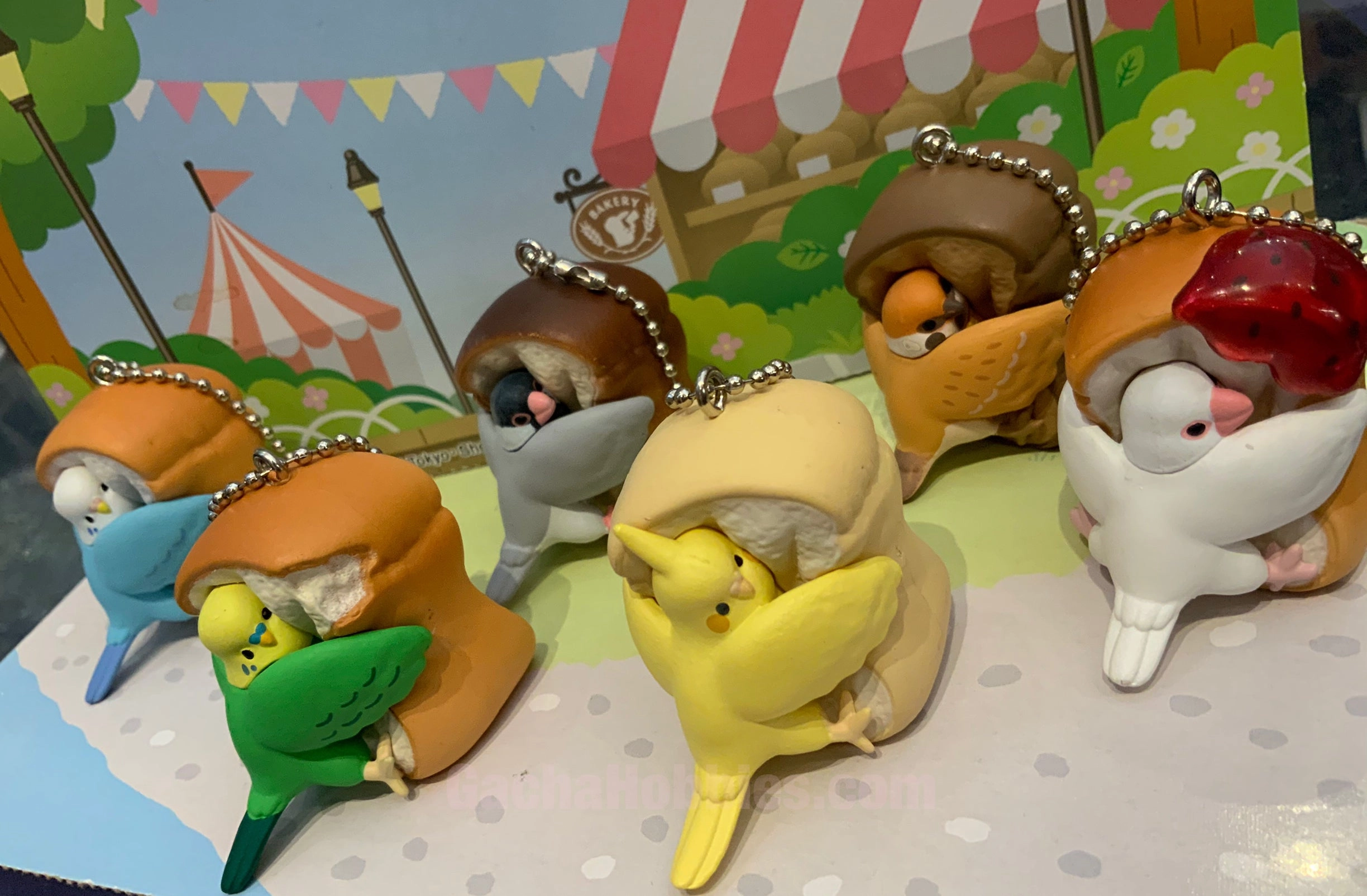 Multi Pack Mythical Beast Lovely Bird Hugs Bread Figure Keychain 6 Pieces Set (In-stock)