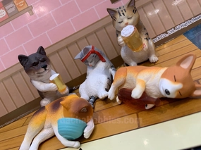 Fine Detail Alcohol Party Drunk Cats and Dogs Figure 5 Pieces Set (In-stock)