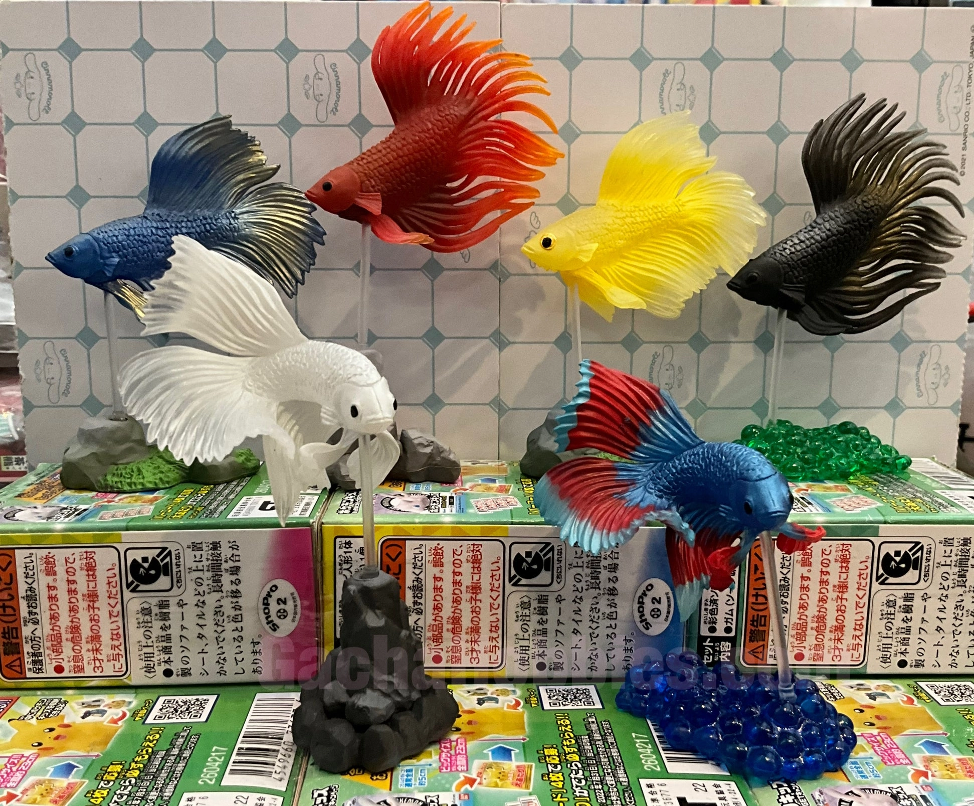 YouTube Background Generational Gift Siamese Fighting Fish Small Figure 6 Pieces Set (In-stock)