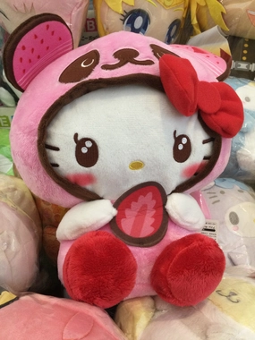 Two-Tone Style FuRyu Sanrio Panada Hello Kitty Meidum Plush Chocolate Strawberry Ver. (In-stock)